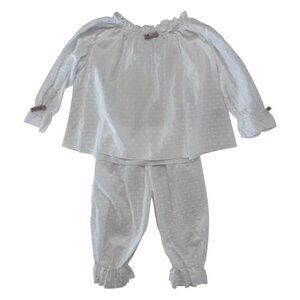 AMIKI - PAJAMAS - 100%COTTON - POLKA DOTS - WHITE - NEW NO TAG